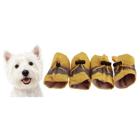 GabeFish Anti Slip Dog Socks Shoes Adjustable Drawstring Boot Paw Protectors for Small Medium Pets Cats Yellow X-Small