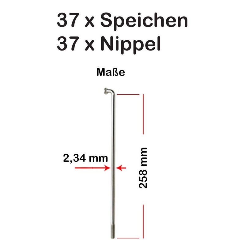 Nirosta 2.34 mm Reinforced Spokes 258 mm Including Brass Spoke