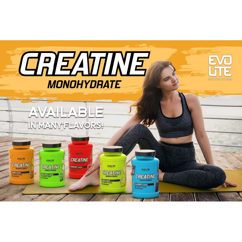 EVOLITE NUTRITION Creatin Monohydrat 1kg - Taurin Kreatin Pulver, Pre