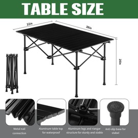 Burbell 5 Pcs Summer Portable Camping Chair and Folding Camping Table Set Outdoor Oxford Fabric Folding Chair Lawn Portable Camp Table with Cup Holder Carry Bag for Travel Fishing Sport(Army Green)