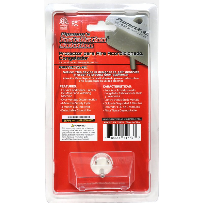 Pipeman's Installation Solution AC 85-135V Surge Protector 1875 Watts, White