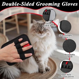 Vexilon Tierhaarentfernungshandschuh, 2 Stück, schwarz, elektrostatische Tierhaarentferner-Handschuhe, verbesserte statische Entfernungshandschuhe für Tierhaare, Hunde und Katzen, Reinigungshandschuh