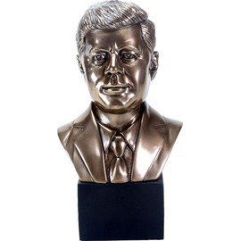 YTC 9.25 Inch President John F Kennedy Head Sculpture, Bronze Colored
