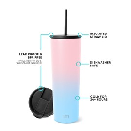 Vaso clásico simple y moderno., Clásico con tapa de pajita y tapa abatible., Ombre: Sweet Taffy, 28oz Straw Lid & Flip Lid, 1