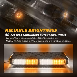 ELECHOI Amber/White Rooftop Magnetic Strobe Lights for Trucks, Emergency Beacon Warning Caution Light for Vehicles Car