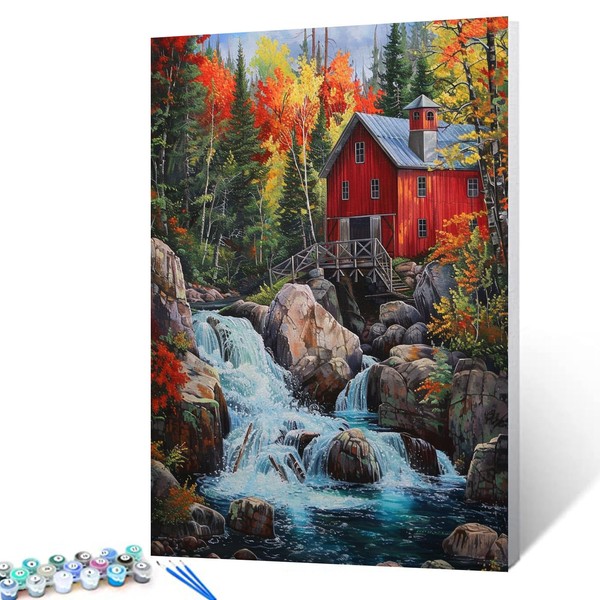 Autumn Forest Landscape Paint by Numbers Kits 16x20 inch Canvas