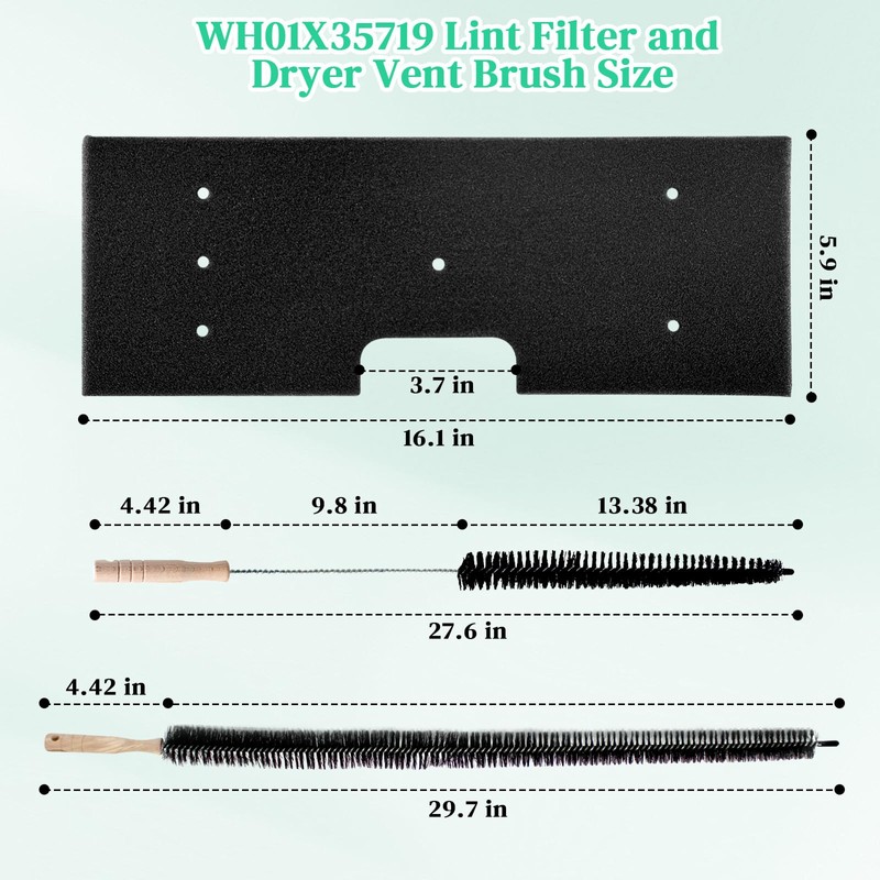 Sthovd WH01X35719 Lint Filter with Dryer Vent Brush Replacement for