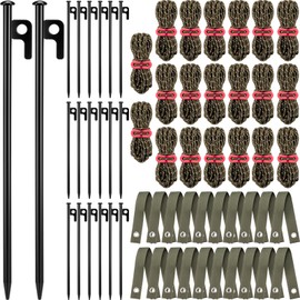 Suzile 60 Pcs Tree Stake Kit, Heavy Duty Tree Staking and Supports for Leaning Trees Include 11. 8'' Steel Stakes 15. 8'' Support Straps 13. 12 ft Ropes for Anchoring Hurricane Protection (Army Green)