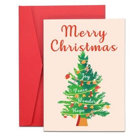 Single Christmas Card, Happy Holiday Cards, Christmas Card Single, Merry Christmas Cards with Envelopes 1PCS, Christmas Card for Friends Coworker Teacher & Boss, Merry Christmas America Card for Her