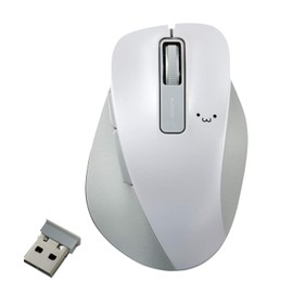 Elecom M-XGM10DBWH/EC Wireless Mouse, 5 Buttons (With Back/Forward Button), Blue LED, Extreme Grip, White (Face), Size M