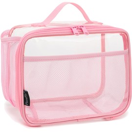 FlowFly Kids Lunch box Insulated Soft Bag Mini Cooler Back to School Thermal Meal Tote Kit for Girls, Boys,ClearPink