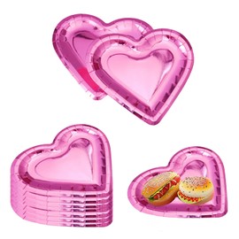 mdgfge Valentine's Day Heart Shaped Paper Plates Love Heart Theme Disposable Paper Plates for Anniversary Wedding Engagement Bridal Shower Birthday Party Decorations Supplies (20 Pcs)