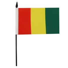 Guinea Table Flag 4'' x 6'' - Guinean Desk Flag 15 x 10 cm - Black plastic stick and base - AZ FLAG