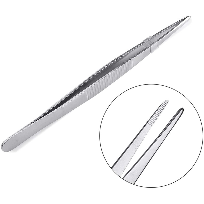 Long Forceps Tweezers, Serrated Bent Tips Precision Curved Science Surgical