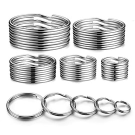 YHYZ Key Ring Stainless Steel Assorted, Heavy Duty Metal Round Keyring Durable in 5 Sizes (Small 1/2 inch, 3/4 inch,1 inch, 1.25 inch, Large 1.38 inch ), for Dog Pet Collar DIY Tag Jewelry Car Key