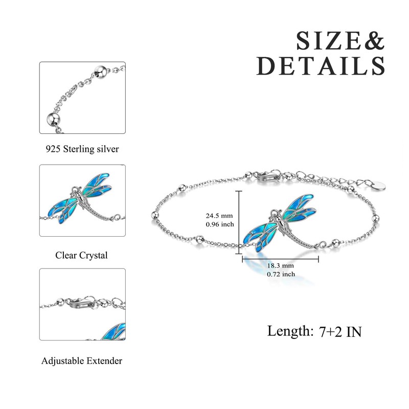 Dragonfly Bracelet, 925 Silver, Hypoallergenic, Dragonfly Bracelet, Women's, Accessories, Goods,