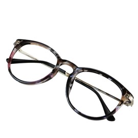 VisionGlobal Blue Light Blocking Glasses for Women, Anti Eyestrain, Computer Reading, TV Glasses, Stylish Oval Frame, Anti Glare (Blue Floral, 1.75 Magnification)