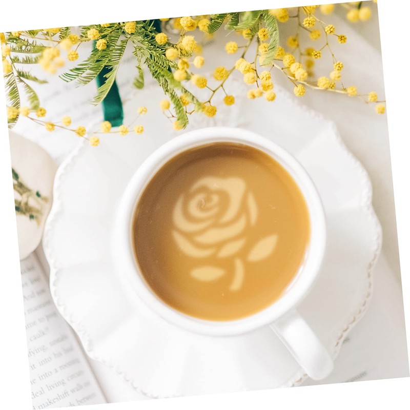 COLLBATH 3pcs Coffee Latte Art Stencils Reusable Molds for Decorating