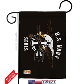 Americana Home & Garden GS140319-BO US Navy Seals Military Veteran Armed Forces USN Decorative Gift Vertical 13" x 18.5" Double Sided Flag Set Metal Pole Hardware Made in USA