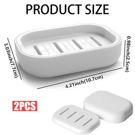 YQQPODYV 2Pcs Soap Dish, Portable, Non-Slip, Dry, Suitable for Bathroom, Kitchen, Easy Cleaning (White & Grey)
