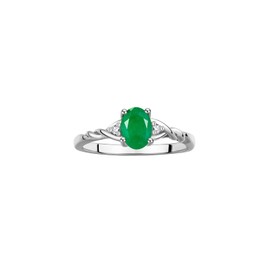*RYLOS Simply Elegant Beautiful Green Emerald & Diamond Ring - May Birthstone*