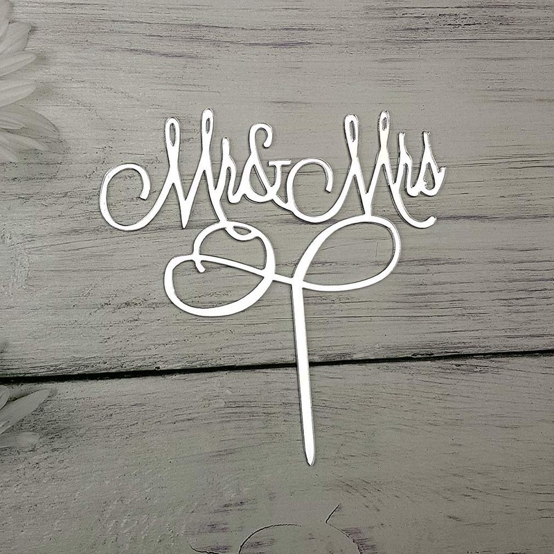 Decoración para tarta con texto en inglés «Mr and Mrs»
