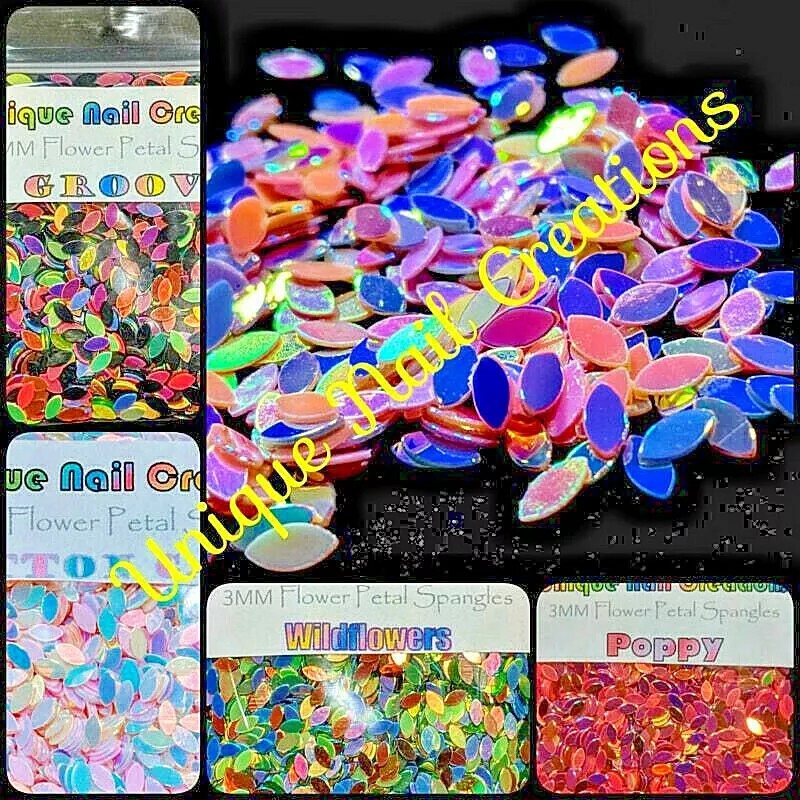 Unique Nail Creations FLOWER PETAL Spangle~YOU CHOOSE~Nail•Ac - POPPY