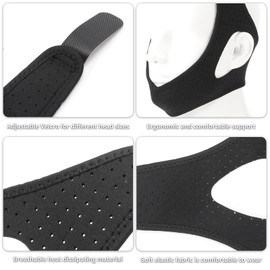 Anti Snore Chin Strap for Men, Adjustable Anti-Snoring Chin Strap, Breathable Sleep Chin Strap to Keep Mouth Closed, Mouth Breathing Corrector & Snoring Solution, Comfortable Sleeping Jaw Strap, Black
