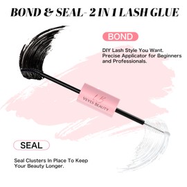 VEYESBEAUTY Lash Bond and Seal Waterproof 2-in-1 Cluster Lash Glue for Eyelash Extension Gluelash Glue Duo 5 ml + 5 ml (Plastic Tube)