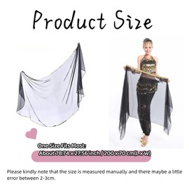 Chiffon Belly Dance Veil, Women's Big Headscarf, Lightweight Indian Tribal Chiffon Veil Gypsy Scarves Dance Shawls, Rectangular Wrap Shawl Head Covering for Rave Party Practice
