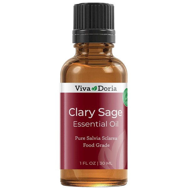 Viva Doria 100% Pure Clary Sage Essential Oil, Undiluted, Food Grade, 30 mL (1 Fl Oz)