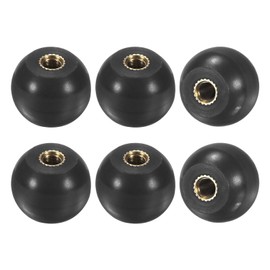 M METERXITY 6-Pack Threaded Ball Knobs, M4 Female Thread 16mm Dia. Thermoset Ball Knob for Lathe/Machine/Lawn Mowers, Round Phenolic Brass Insert Lever Handle [Black]