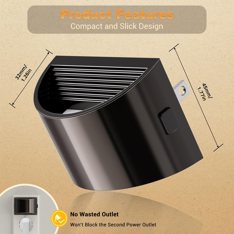 JandCase LED Night Lights Plug into Wall, 2 Pack Black