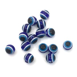 Pack of 100 Nazar Boncuk Boncugu 6/8/10 mm Round Evil Eye Beads, Evil Eye Beads, Turkish Lucky Charm, Party Favours Decoration Amulet Wall Decoration Baby Shower (10 mm)