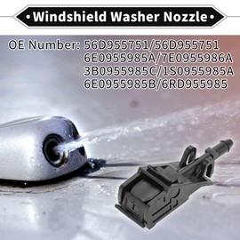 VekAuto 2 Pcs Windshield Washer Nozzle Compatible for VW Bora 1999-2005, ABS Black Front Windshield Spray Nozzles Wiper Spray Washer Jet No.56D955751