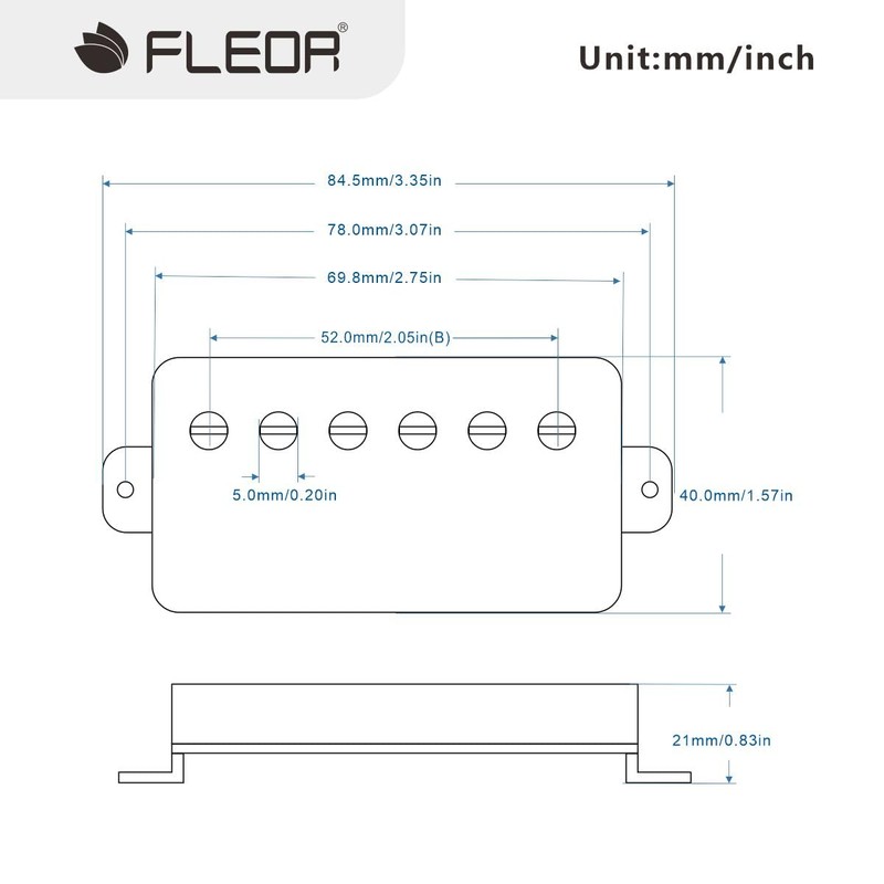 FLEOR Alnico 5 Gitarre Humbucker Pickup 4-Drähte 14-15K Bridge Pickup