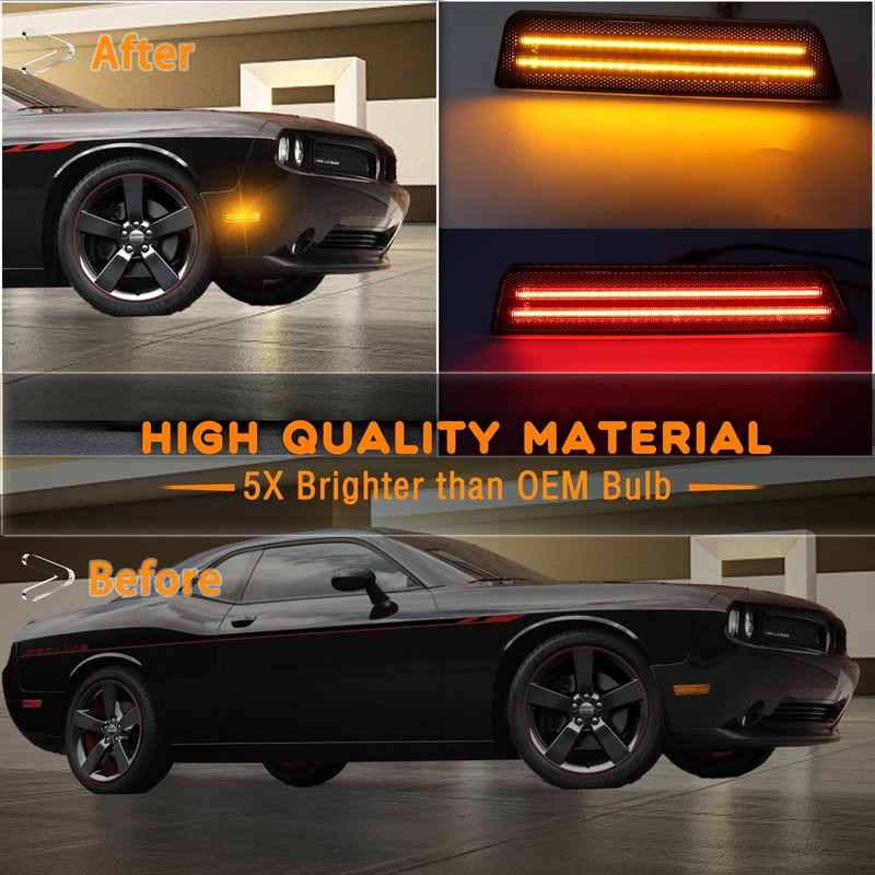 ZDEERAOTO Red LED Front & Rear Fender Side Marker Lights