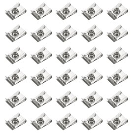 PATIKIL U-Style Clip-On Nut, 30 Pack M6-1 Regular Extruded U-Nut U-Type Fasteners Hardware Nuts 304 Stainless Steel for Automotive Metal Cars Motorcycles, Silver
