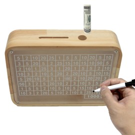 Cash Vault Wooden Money Savings Box with Marker Pen. Piggy Bank for Adults Kids Boys Girls with Counter Coin Challenge Bank（Target $1000）