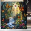 EVRCVAR Forest Waterfall Shower Curtain Butterfly Jungle Spring Nature Wonderland