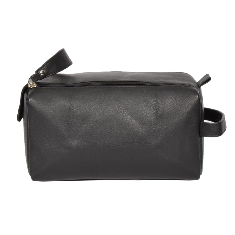 Real Leather Wash Bag for Mens Shaving Kit Toiletries Travel