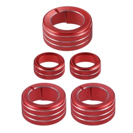 VekAuto 5 Pcs AC Climate Control Knob Rings Compatible for Toyota 4runner 2010-2022, Durable Aluminum Alloy Red Interior Air Conditioning Knob Ring Cover Trim