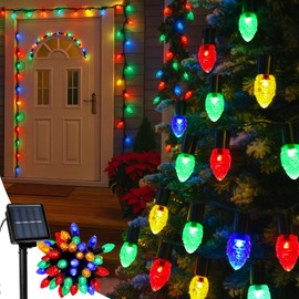 Aurelema Christmas Solar String Lights 50 LED 33 FT Multi Colored Christmas Outdoor LED Solar Powered with 8 Modes Waterproof Fairy Lights for Xmas Tree Party Wedding Garden Decorations