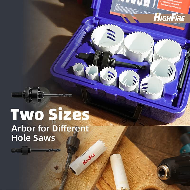 HIGHFIRE 13pcs Hole Saw Set,Bi-Metal Hole Saw Kit, M42 Bi-Metal