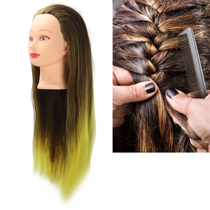 Hair Mannequin Head Simulation Ink Yellow Colour Mixture Gradient Hair