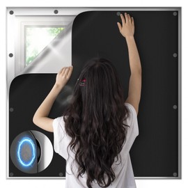 JUJIBL Magnetic Blackout Shade 100% Blackout Window Cover No Drill Blind for Bedroom Window Temporary Shades for Nursery Removable Black Out Curtains for Film Room 57x118 inch