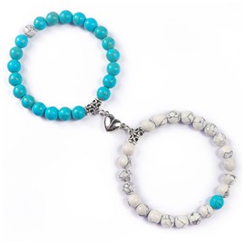 Matching Couple Bracelets Healing Crystal Bracelets for Couples Matching Heart Bracelet for Lover Him & Her Boyfriend Girlfriend Valentine's Day Gifts