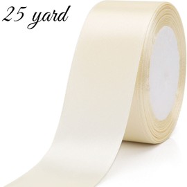 Clmentp 25 Yard Ribbon for Gift Wrapping Crafts Wedding Decoration Bouquets Party Arrangement (1 1/2 inch X 25 Yards, Rice White)
