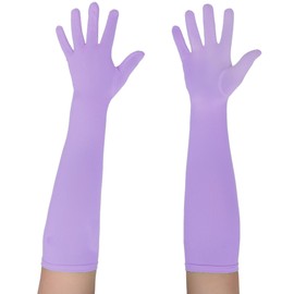 Seeksmile Unisex Adult 18" Length Spandex Long Gloves Stretchy Cosplay Costume Gloves, Lavender, One Size