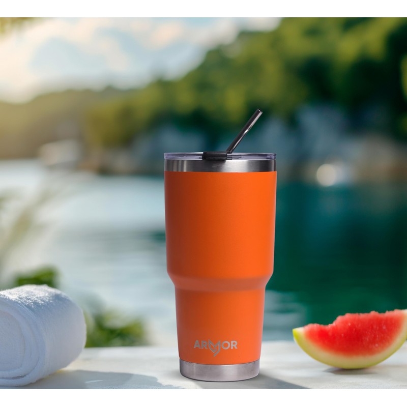 Product Armor 30oz Vacuum Insulated Stainless Steel Tumbler (Lava Orange)
